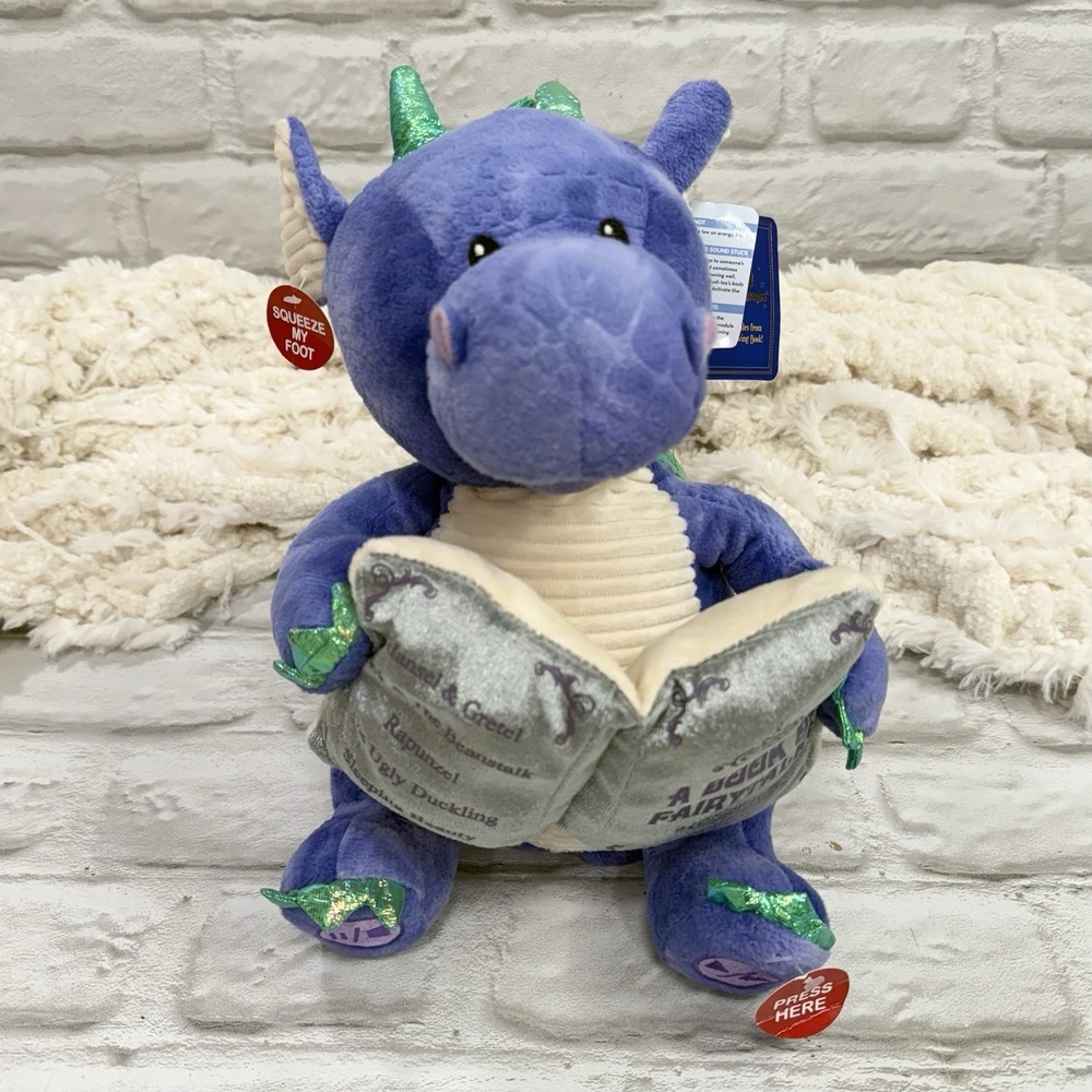 Cuddle Barn Dalton The Storytelling Dragon 12" Animated Stuffed Animal NEW